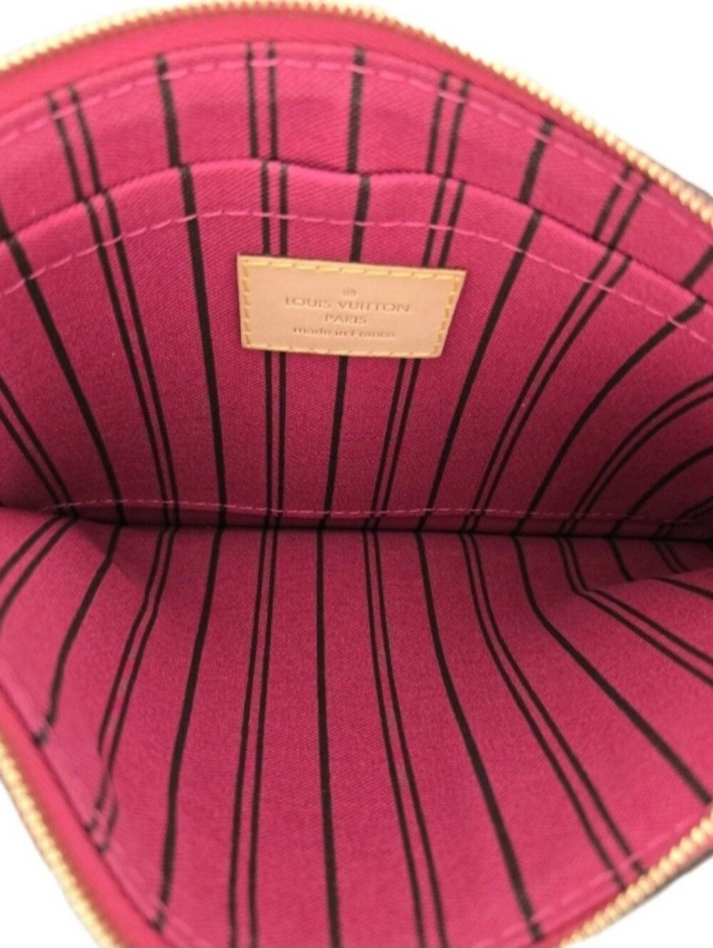 Louis‎ Vuitton Neverfull MM Pouch Pochette Wristlet Clutch Pivoine Pink with COA - Picture 10 of 14